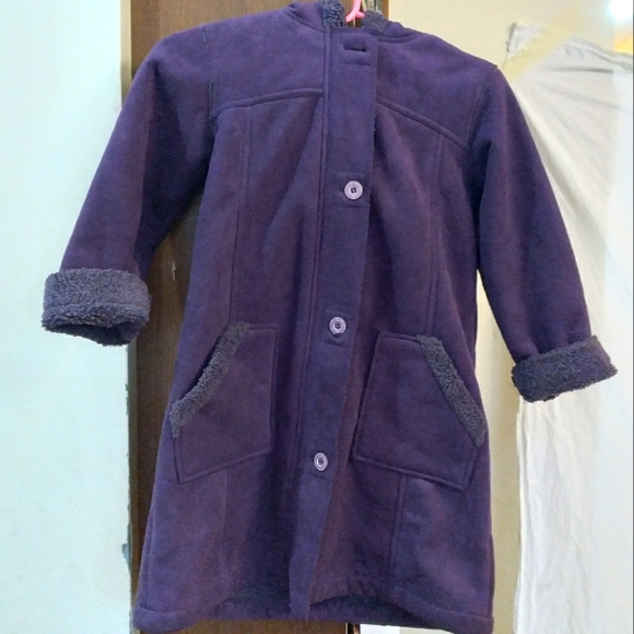 Andy Johns hooded sueded purple pea coat size6X